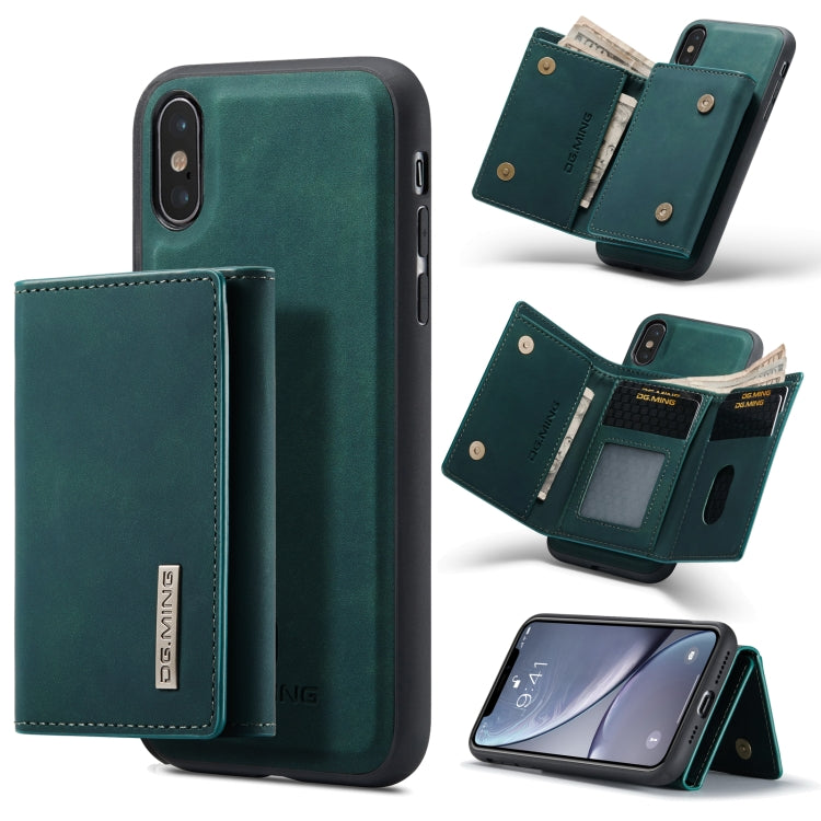 DG.MING M1 Series 3-Fold Multi Card Wallet + Cover posteriore magnetica Custodia antiurto con funzione di supporto, For iPhone X, For iPhone XS, For iPhone XS Max