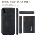 DG.MING M2 Series 3-Fold Multi Card Bag + Cover posteriore magnetica Custodia antiurto con funzione portafoglio e supporto, For iPhone X, For iPhone XS, For iPhone XS Max
