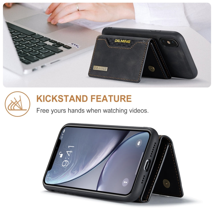 DG.MING M2 Series 3-Fold Multi Card Bag + Cover posteriore magnetica Custodia antiurto con funzione portafoglio e supporto, For iPhone X, For iPhone XS, For iPhone XS Max