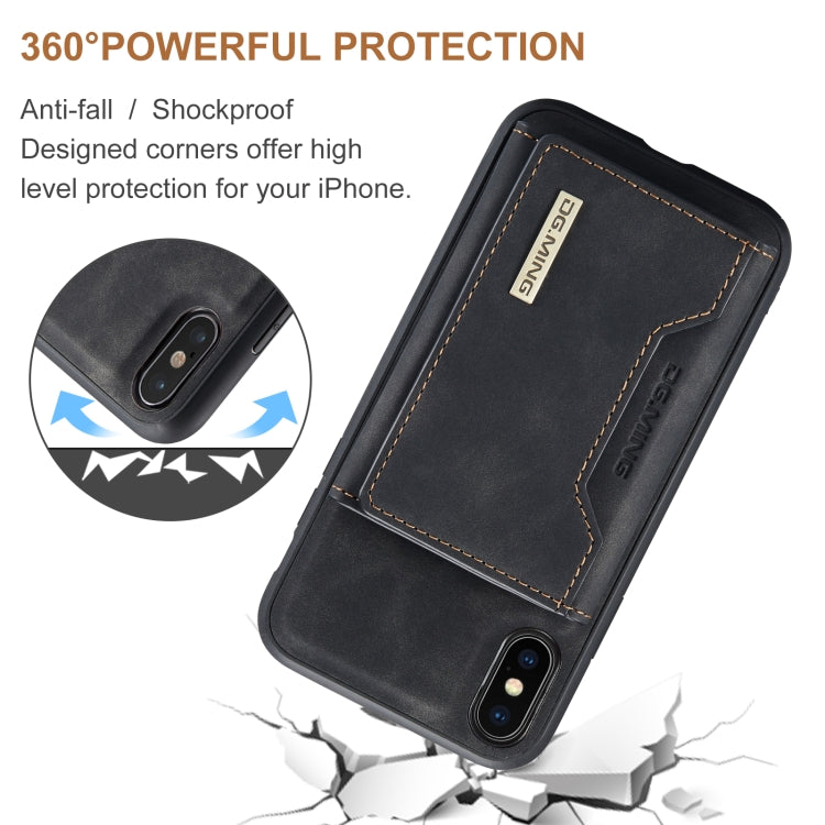 DG.MING M2 Series 3-Fold Multi Card Bag + Cover posteriore magnetica Custodia antiurto con funzione portafoglio e supporto, For iPhone X, For iPhone XS, For iPhone XS Max