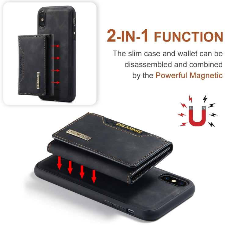 DG.MING M2 Series 3-Fold Multi Card Bag + Cover posteriore magnetica Custodia antiurto con funzione portafoglio e supporto, For iPhone X, For iPhone XS, For iPhone XS Max