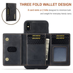 DG.MING M2 Series 3-Fold Multi Card Bag + Cover posteriore magnetica Custodia antiurto con funzione portafoglio e supporto, For iPhone X, For iPhone XS, For iPhone XS Max