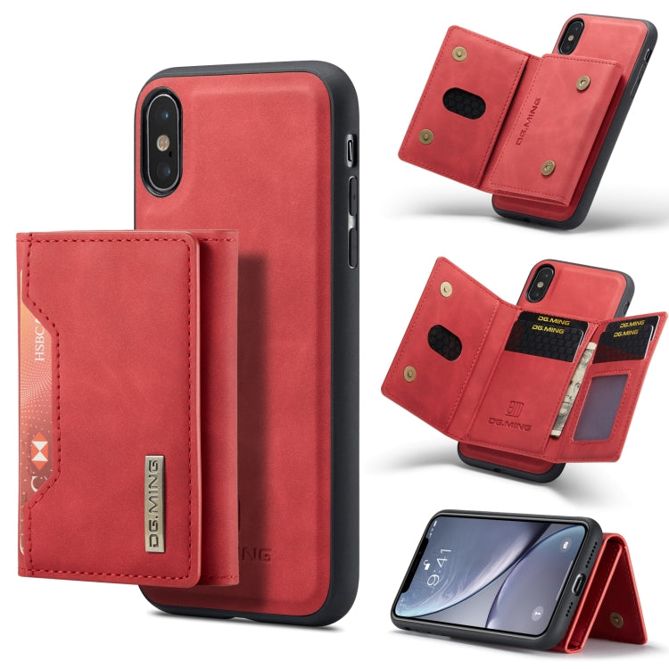 DG.MING M2 Series 3-Fold Multi Card Bag + Cover posteriore magnetica Custodia antiurto con funzione portafoglio e supporto, For iPhone X, For iPhone XS, For iPhone XS Max