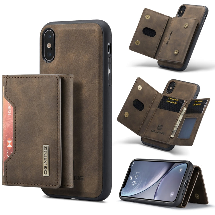 DG.MING M2 Series 3-Fold Multi Card Bag + Cover posteriore magnetica Custodia antiurto con funzione portafoglio e supporto, For iPhone X, For iPhone XS, For iPhone XS Max