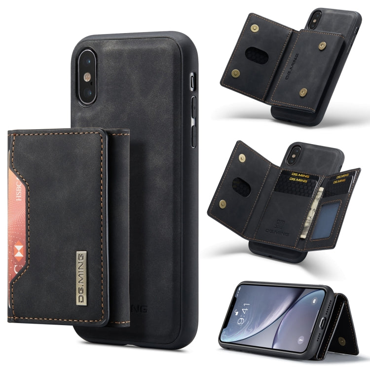 DG.MING M2 Series 3-Fold Multi Card Bag + Cover posteriore magnetica Custodia antiurto con funzione portafoglio e supporto, For iPhone X, For iPhone XS, For iPhone XS Max