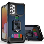 Cover per fotocamera scorrevole Design Custodia antiurto per PC + TPU con supporto per anello e slot per schede, For Samsung Galaxy A32 4G