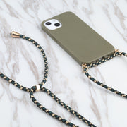Materiale paglia di grano + custodia antiurto in TPU con cordino per il collo, For iPhone 13 mini, For iPhone 13, For iPhone 13 Pro