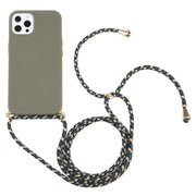 Materiale paglia di grano + custodia antiurto in TPU con cordino per il collo, For iPhone 13 Pro Max