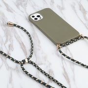 Materiale paglia di grano + custodia antiurto in TPU con cordino per il collo, For iPhone 13 Pro Max