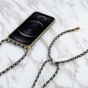 Materiale paglia di grano + custodia antiurto in TPU con cordino per il collo, For iPhone 13 Pro Max
