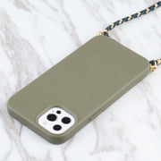 Materiale paglia di grano + custodia antiurto in TPU con cordino per il collo, For iPhone 13 Pro Max
