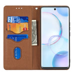 Custodia in pelle PU con cuciture orizzontali magnetiche con cuciture a trama intrecciata con supporto e slot per carte e portafoglio e cordino, For Honor 50 SE
