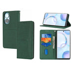 Custodia in pelle PU con cuciture orizzontali magnetiche con cuciture a trama intrecciata con supporto e slot per carte e portafoglio e cordino, For Honor 50 SE