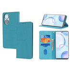 Custodia in pelle PU con cuciture orizzontali magnetiche con cuciture a trama intrecciata con supporto e slot per carte e portafoglio e cordino, For Honor 50 SE