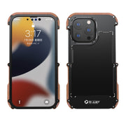 R-JUST Ironwood Man Custodia protettiva antiurto in metallo + legno, For iPhone 13 mini, For iPhone 13, For iPhone 13 Pro, For iPhone 13 Pro Max