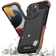 R-JUST Ironwood Man Custodia protettiva antiurto in metallo + legno, For iPhone 13 mini, For iPhone 13, For iPhone 13 Pro, For iPhone 13 Pro Max