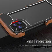 R-JUST Ironwood Man Custodia protettiva antiurto in metallo + legno, For iPhone 13 mini, For iPhone 13, For iPhone 13 Pro, For iPhone 13 Pro Max