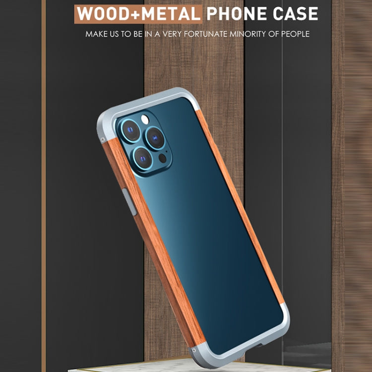 Custodia protettiva in ferro e legno per iPhone 13 Pro Max