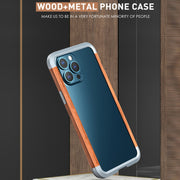 Custodia protettiva antiurto in ferro + legno R-JUST, For iPhone 13 mini, For iPhone 13, For iPhone 13 Pro, For iPhone 13 Pro Max