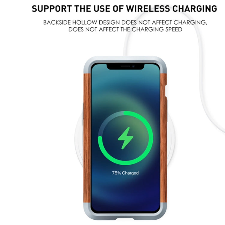 Custodia protettiva in ferro e legno per iPhone 13 Pro Max