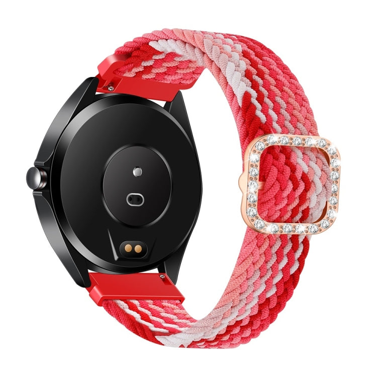Cinturino di ricambio per cinturino di ricambio con fibbia a diamante elastico intrecciato regolabile universale, For Garmin Venu 2/Samsung Gear S3 22mm