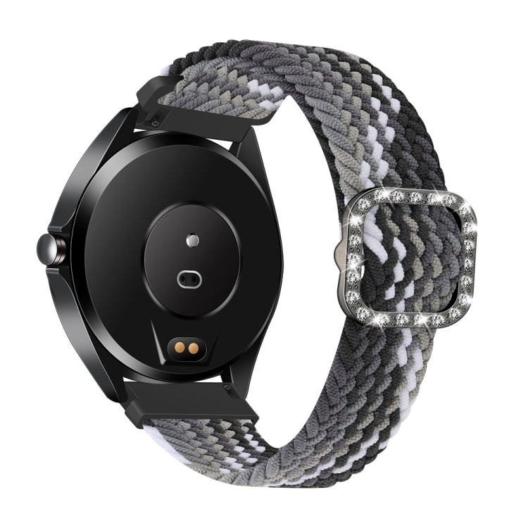Cinturino di ricambio per cinturino di ricambio con fibbia a diamante elastico intrecciato regolabile universale, For Garmin Venu 2/Samsung Gear S3 22mm