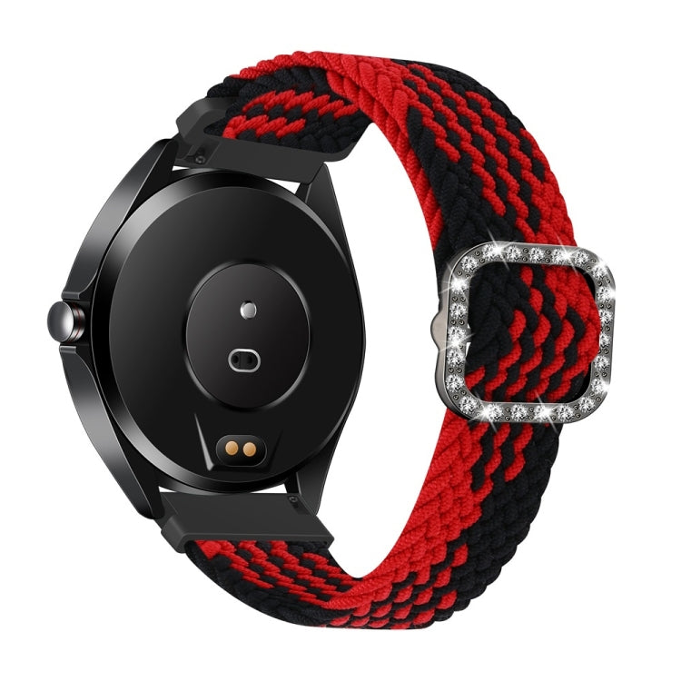 Cinturino di ricambio per cinturino di ricambio con fibbia a diamante elastico intrecciato regolabile universale, For Garmin Venu 2/Samsung Gear S3 22mm