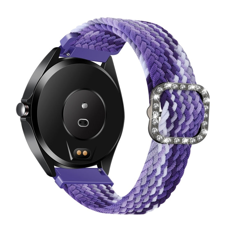 Cinturino di ricambio per cinturino di ricambio con fibbia a diamante elastico intrecciato regolabile universale, For Garmin Venu 2/Samsung Gear S3 22mm