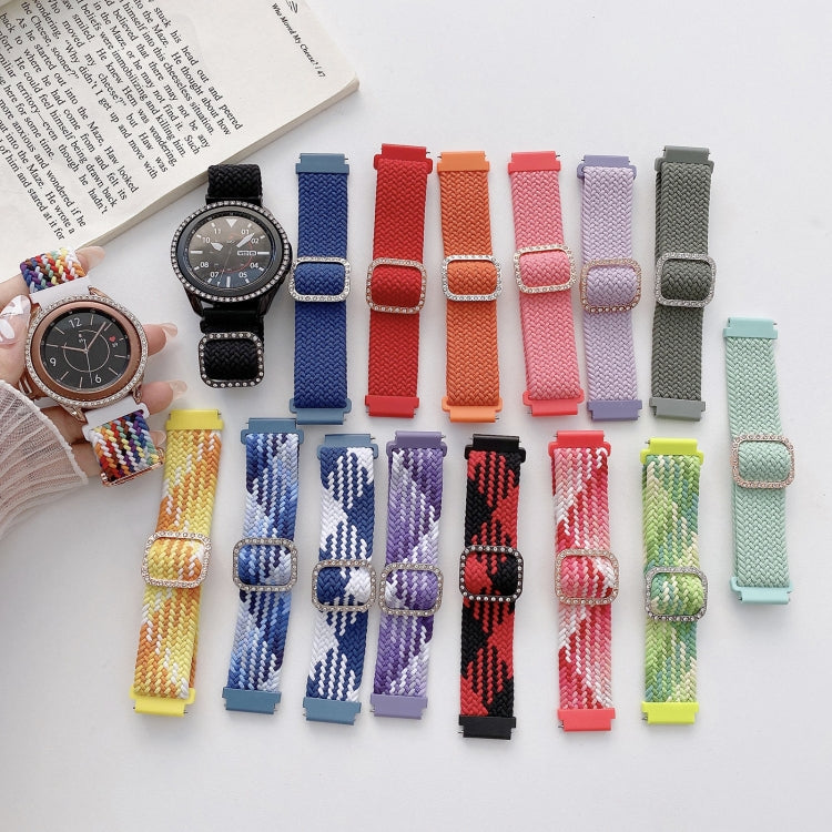 Cinturino di ricambio per cinturino di ricambio con fibbia a diamante elastico intrecciato regolabile universale, For Garmin Venu 2/Samsung Gear S3 22mm