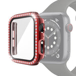Custodia protettiva con diamante a fila singola per PC galvanico con pellicola in vetro temperato per la serie Apple Watch, For Apple Watch Series 6 / 5 / 4 / Watch SE 40mm, For Apple Watch Series 6 / 5 / 4 / Watch SE 44mm