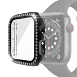 Custodia protettiva con diamante a fila singola per PC galvanico con pellicola in vetro temperato per la serie Apple Watch, For Apple Watch Series 6 / 5 / 4 / Watch SE 40mm, For Apple Watch Series 6 / 5 / 4 / Watch SE 44mm