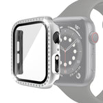 Custodia protettiva con diamante a fila singola per PC galvanico con pellicola in vetro temperato per la serie Apple Watch, For Apple Watch Series 6 / 5 / 4 / Watch SE 40mm, For Apple Watch Series 6 / 5 / 4 / Watch SE 44mm