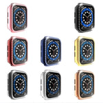 Custodia protettiva con diamante a fila singola per PC galvanico con pellicola in vetro temperato per la serie Apple Watch, For Apple Watch Series 6 / 5 / 4 / Watch SE 40mm, For Apple Watch Series 6 / 5 / 4 / Watch SE 44mm