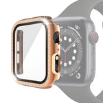 Custodia protettiva con diamante a fila singola per PC galvanico con pellicola in vetro temperato per la serie Apple Watch, For Apple Watch Series 6 / 5 / 4 / Watch SE 40mm, For Apple Watch Series 6 / 5 / 4 / Watch SE 44mm