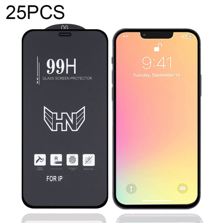 Pellicola in vetro temperato a schermo intero ad arco grande in alluminio da 25 pezzi, For iPhone 13 mini (25 PCS), For iPhone 16e / 13 / 13 Pro  (25pcs), For iPhone 13 Pro Max (25pcs)