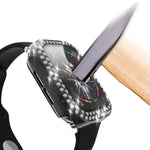 Custodia protettiva con diamante a doppia fila per PC galvanico con pellicola in vetro temperato per la serie Apple Watch, For Apple Watch Series 6 / 5 / 4 / Watch SE 40mm, For Apple Watch Series 6 / 5 / 4 / Watch SE 44mm