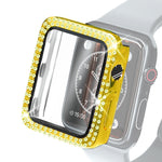 Custodia protettiva con diamante a doppia fila per PC galvanico con pellicola in vetro temperato per la serie Apple Watch, For Apple Watch Series 6 / 5 / 4 / Watch SE 40mm, For Apple Watch Series 6 / 5 / 4 / Watch SE 44mm