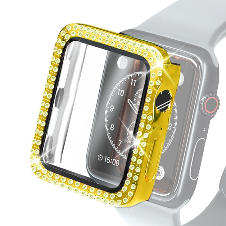 Custodia protettiva con diamante a doppia fila per PC galvanico con pellicola in vetro temperato per la serie Apple Watch, For Apple Watch Series 6 / 5 / 4 / Watch SE 40mm, For Apple Watch Series 6 / 5 / 4 / Watch SE 44mm