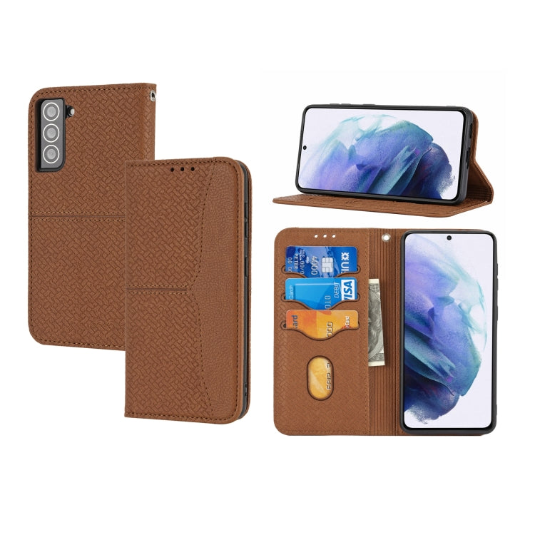 Custodia in pelle PU con cuciture orizzontali magnetiche con cuciture a trama intrecciata con supporto e slot per carte e portafoglio e cordino, For Samsung Galaxy S21+ 5G, For Samsung Galaxy S21 Ultra 5G