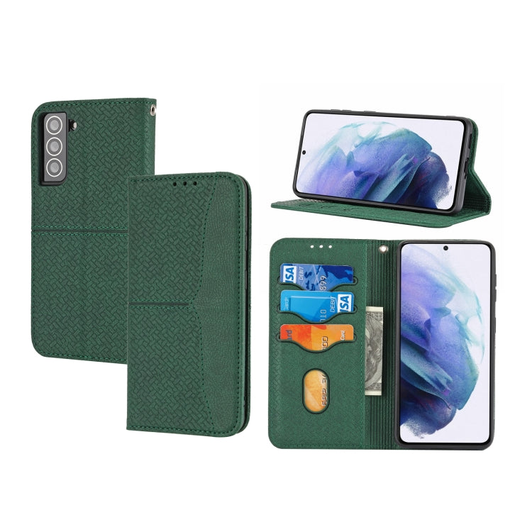 Custodia in pelle PU con cuciture orizzontali magnetiche con cuciture a trama intrecciata con supporto e slot per carte e portafoglio e cordino, For Samsung Galaxy S21+ 5G, For Samsung Galaxy S21 Ultra 5G