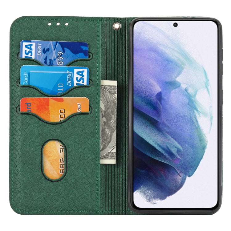 Custodia in pelle PU con cuciture orizzontali magnetiche con cuciture a trama intrecciata con supporto e slot per carte e portafoglio e cordino, For Samsung Galaxy S21+ 5G, For Samsung Galaxy S21 Ultra 5G