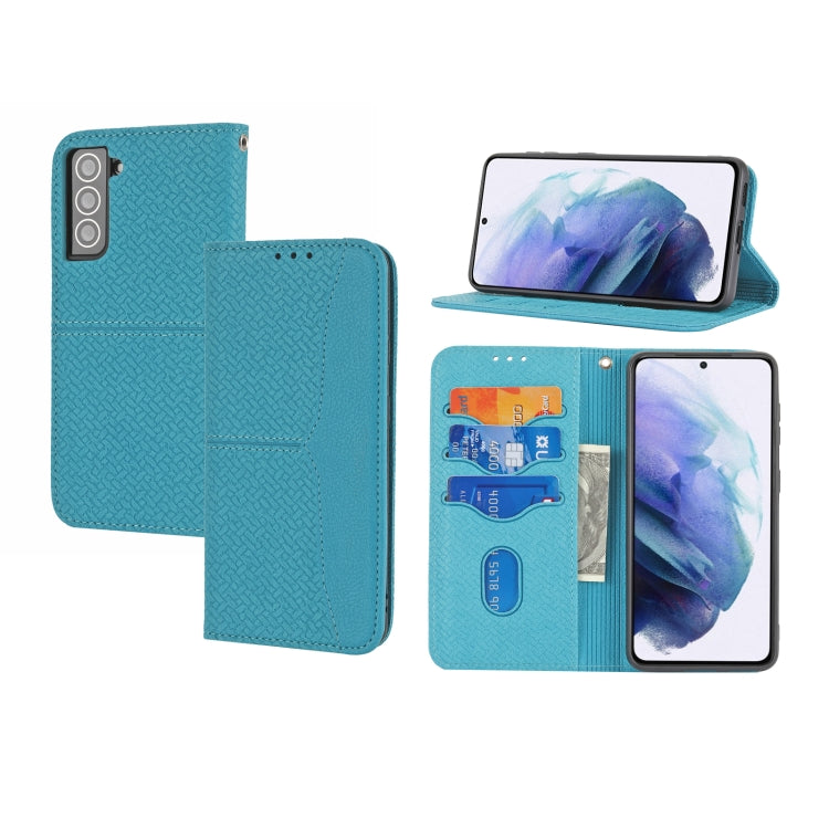 Custodia in pelle PU con cuciture orizzontali magnetiche con cuciture a trama intrecciata con supporto e slot per carte e portafoglio e cordino, For Samsung Galaxy S21+ 5G, For Samsung Galaxy S21 Ultra 5G
