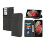 Custodia in pelle PU con cuciture orizzontali magnetiche con cuciture a trama intrecciata con supporto e slot per carte e portafoglio e cordino, For Samsung Galaxy S21+ 5G, For Samsung Galaxy S21 Ultra 5G