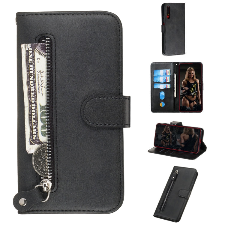 Custodia portafoglio pelle PU con zip per Honor 9X e 9X Pro