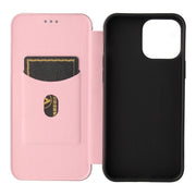 Struttura in fibra di carbonio Flip orizzontale magnetico Custodia in pelle TPU + PC + PU con slot per schede, For iPhone 13 Pro Max, For iPhone 13 Pro, For iPhone 13, For iPhone 13 mini