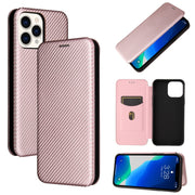 Struttura in fibra di carbonio Flip orizzontale magnetico Custodia in pelle TPU + PC + PU con slot per schede, For iPhone 13 Pro Max, For iPhone 13 Pro, For iPhone 13, For iPhone 13 mini