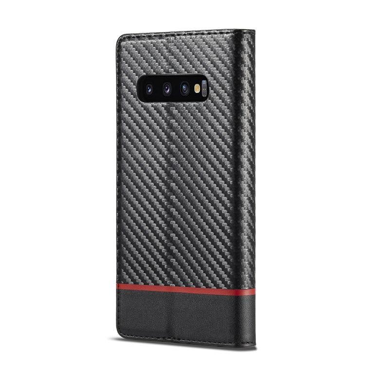 LC.IMEEKE Custodia in pelle a vibrazione orizzontale PU + TPU in fibra di carbonio con supporto, slot per schede e portafoglio, For Samsung Galaxy S10, For Samsung Galaxy S10+, For Samsung Galaxy S20, For Samsung Galaxy S20+, For Samsung Galaxy S20 FE ...