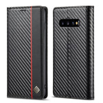 LC.IMEEKE Custodia in pelle a vibrazione orizzontale PU + TPU in fibra di carbonio con supporto, slot per schede e portafoglio, For Samsung Galaxy S10, For Samsung Galaxy S10+, For Samsung Galaxy S20, For Samsung Galaxy S20+, For Samsung Galaxy S20 FE ...