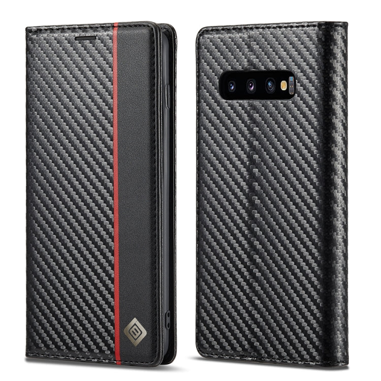 LC.IMEEKE Custodia in pelle a vibrazione orizzontale PU + TPU in fibra di carbonio con supporto, slot per schede e portafoglio, For Samsung Galaxy S10, For Samsung Galaxy S10+, For Samsung Galaxy S20, For Samsung Galaxy S20+, For Samsung Galaxy S20 FE ...