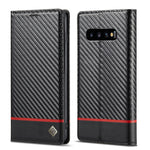 LC.IMEEKE Custodia in pelle a vibrazione orizzontale PU + TPU in fibra di carbonio con supporto, slot per schede e portafoglio, For Samsung Galaxy S10, For Samsung Galaxy S10+, For Samsung Galaxy S20, For Samsung Galaxy S20+, For Samsung Galaxy S20 FE ...